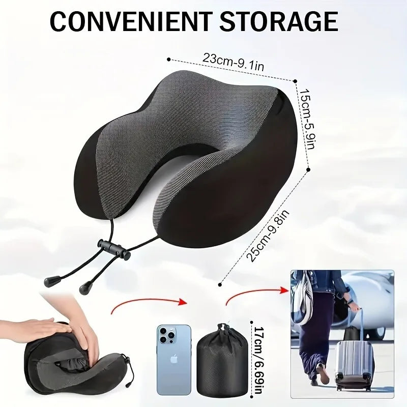 Memory Foam Hooded U-Shaped Travel Pillow