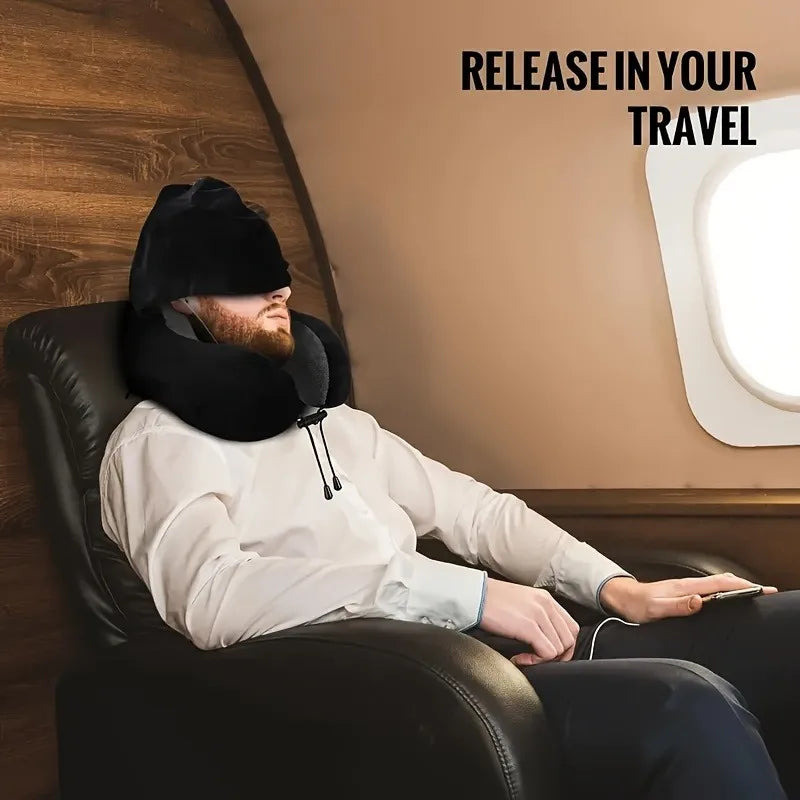 Memory Foam Hooded U-Shaped Travel Pillow