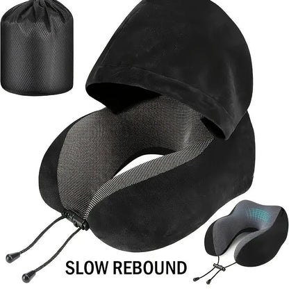 Memory Foam Hooded U-Shaped Travel Pillow