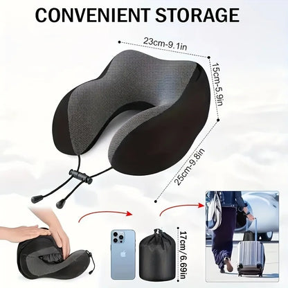 Memory Foam Hooded U-Shaped Travel Pillow